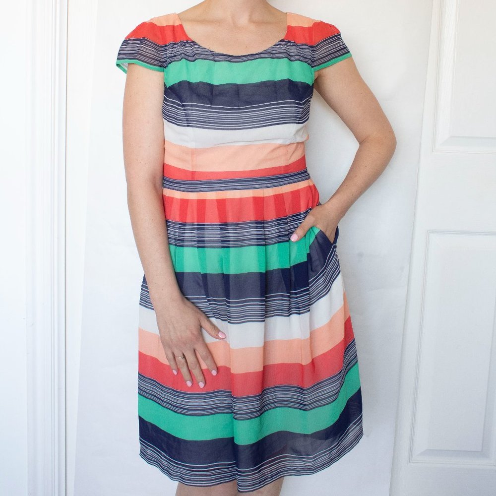 FINAL SALE! ModCloth Fit & Flare Stripe Dress M